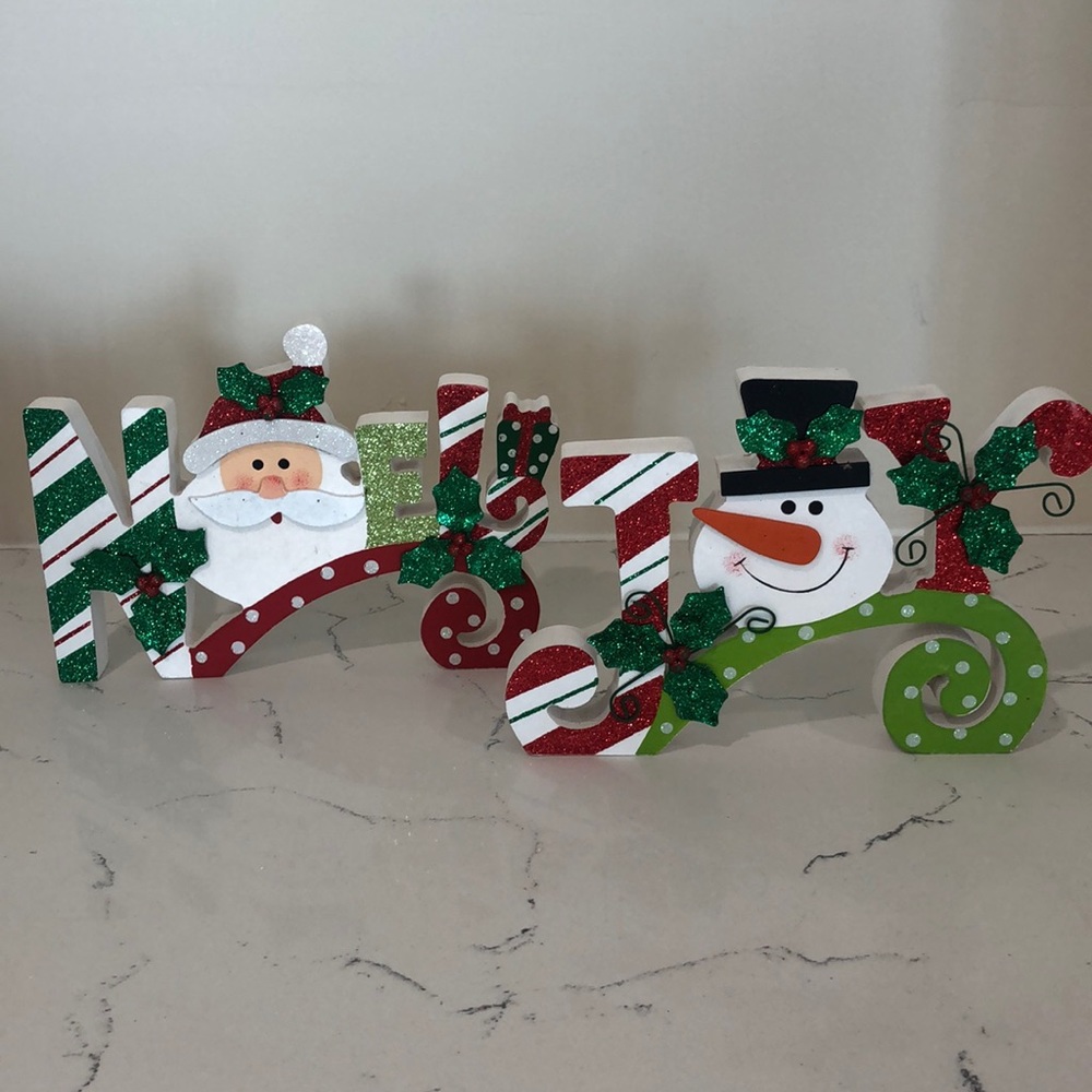 Noel and joy Christmas wood decoration